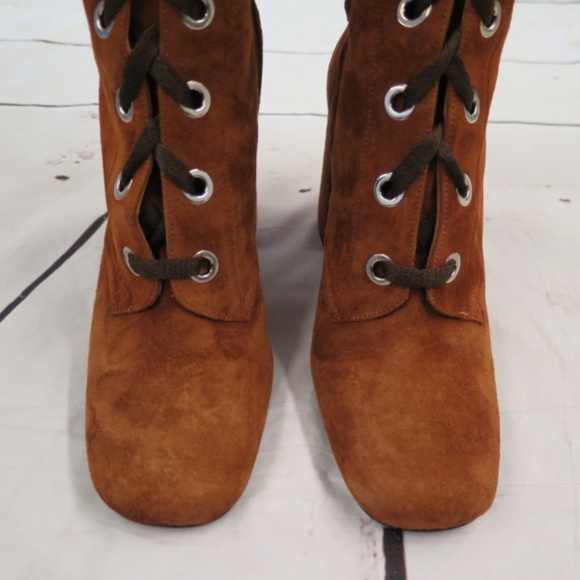NEW Prada Lace-Up Knee Boots Brown Suede Size 36 - Picture 3 of 8